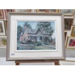 A framed and glazed cottage scene signed Keirstead, image 34 x 25 cm, frame 54 x 43 cm.