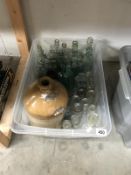 A quantity of vintage glass bottles etc.