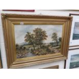 A gilt framed oil on canvas rural scene signed Pepper, 1963.