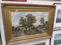 A gilt framed oil on canvas rural scene signed Pepper, 1963.