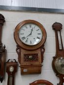 A mahogany inlaid drop dial wall clock marked F. T. Smith, Lincoln.