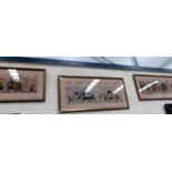A set of 3 framed and glazed Indian procession scenes.