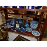 A mixed lot of Wedgwood Jasper ware in pale and dark blues.