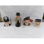 4 Royal Doulton character jugs being Winston Churchill, Viscount Montgomery,