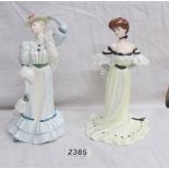 2 Coalport figurines being Beatrice at the Garden Party and Alexander at the ball.