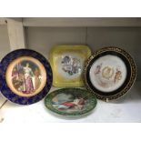 A 19th century Sevres cabinet plate and 1 other (both as found) and 2 Limoges plates.