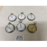 4 stop watches and 2 pocket watches,