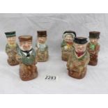 6 Royal Doulton character Toby jugs being The Fat Boy, Sam Weller, sairey Gamp, Mr McCawber,