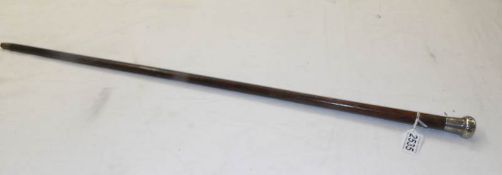 A silver topped walking cane (hall mark worn).