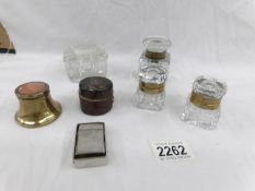 A mixed lot of Victorian and later inkwells.