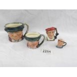 4 Royal Doulton character jugs being 2 Tony Weller, Blacksmith and one other.