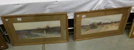 A pair of framed and glazed watercolour rural scenes.