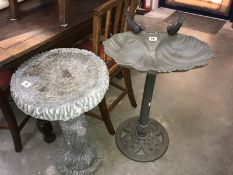 2 garden bird baths (one concreate, one plastic).