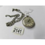 A silver pocket watch (HM John William Hammon, London 1838) and a silver watch chain, a/f.