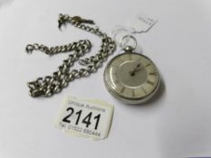A silver pocket watch (HM John William Hammon, London 1838) and a silver watch chain, a/f.