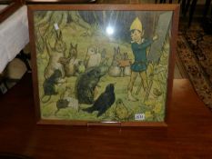 A woodland animal scene signed Margaret W Tarrant.