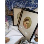 A set of 4 framed and glazed oval portraits of ladies.