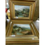 2 oil on canvas W.E. Ellis 19th century river and watermill scenes.