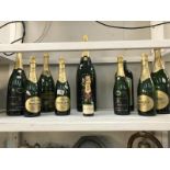 9 empty various champagne display bottles and a Jägermeister Bottle