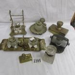 A mixed lot of Victorian ink wells etc, some a/f.