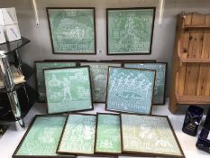 15 framed and glazed Nottingham Robin Hood marathon and half marathon lace panels (2 Frames a/f)