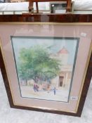 A framed and glazed continental scene watercolour.