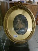 A 19th century gilt framed and glazed oval watercolour portrait of a lady,