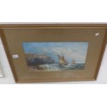 A framed and glazed watercolour seascape initialled T.B.H.