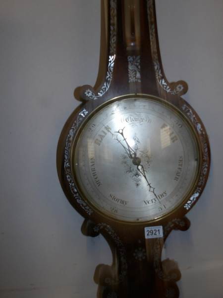 A 19th century wheel barometer inlaid with mother of pearl. - Image 2 of 3