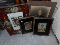 A framed and glazed photograph, an unframed photograph and 2 framed and glazed studies of ladies.