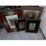 A framed and glazed photograph, an unframed photograph and 2 framed and glazed studies of ladies.