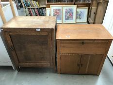 2 oak cabinets