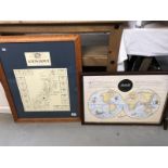 Louis Jadot advertising map and a Stoweus map, both framed and glazed.