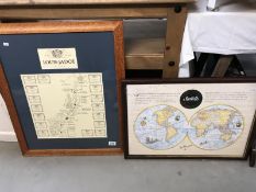 Louis Jadot advertising map and a Stoweus map, both framed and glazed.