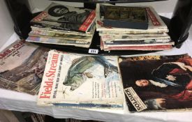 A quantity of magazines, including 1960s magazines including field and stream,