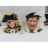 2 large Royal Doulton character jugs being Sir Francis Drake and Vice Admiral Lord Nelson.