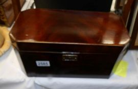 A Victorian tea caddy with bowl.