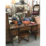 A 1930's triple mirror dressing table