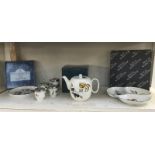 A Royal Worcester boxed teapot, boxed triple dish,