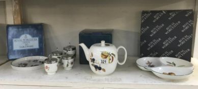 A Royal Worcester boxed teapot, boxed triple dish,