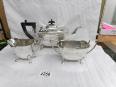 A 3 piece silver plate teaset, the tea pot engraved Ashover Agricultural Show,