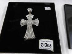 A magnificent 9ct white gold cross encrusted with diamonds, approximately 10.5 cm tall with ring.