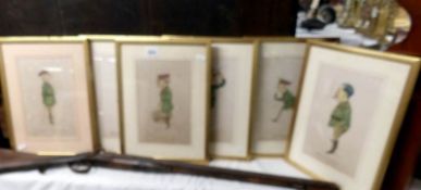 6 original framed and glazed watercolour caricatures of military figures.