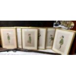 6 original framed and glazed watercolour caricatures of military figures.