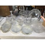 A quantity of glassware including bowls, jug, decanter etc.