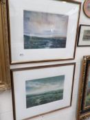 A pair of framed and glazed watercolour seascapes, signed but indistinct.