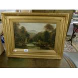 A gilt framed oil on canvas rural scene,