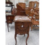 A French pot cupboard with marble top, a/f.