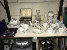 A mid winter daisy tea set and other tea ware and a cased silver plated spoon set.