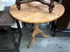 A circular pine table, a/f.